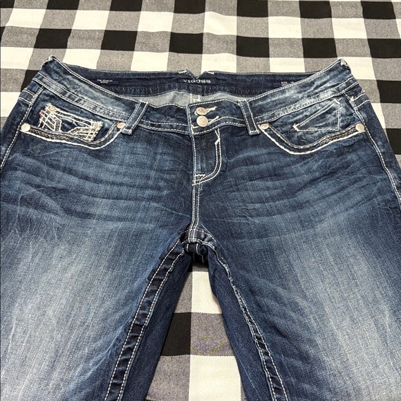 Vigoss Dublin Skinny Jeans Size 16 x 28 Raw Frayed Hem Embellished Distressed - Picture 3 of 13